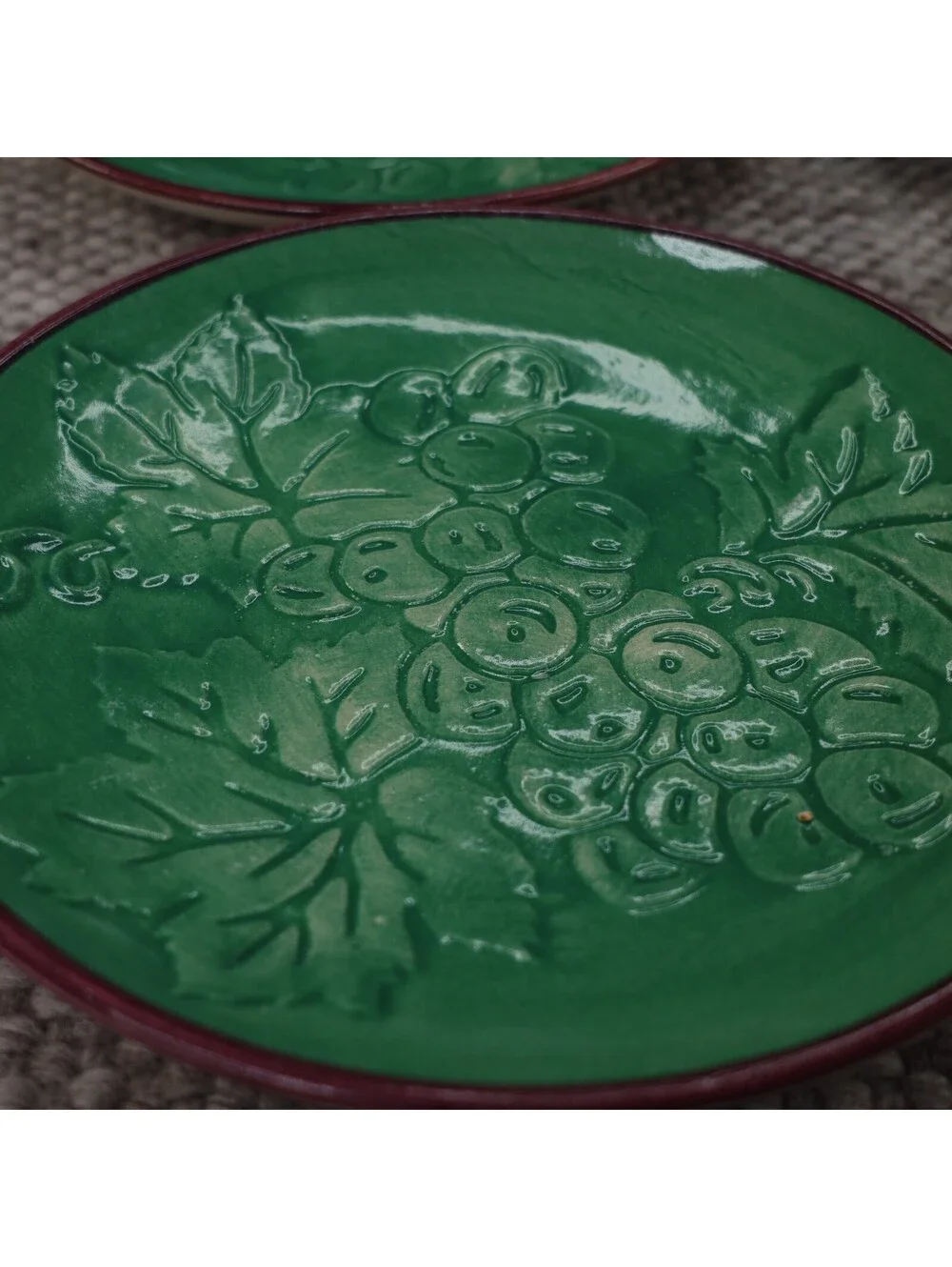 Fioriware Jardinware Green Grape Dinner Plates Set of 4 Zanesville Ohio Pottery